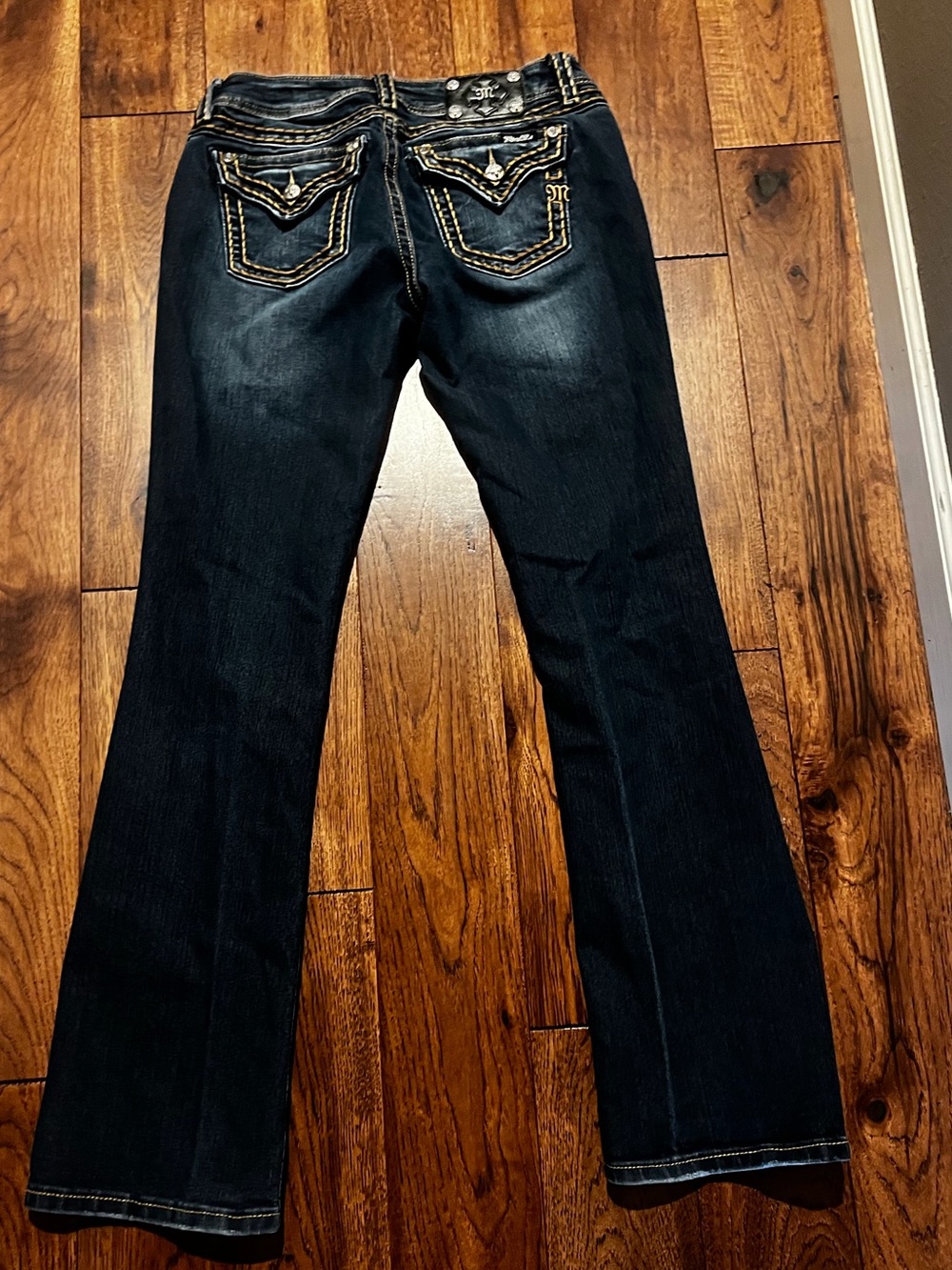 Miss Me Dark Indigo Bootcut Jeans with Contrast Stitching